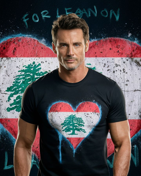 A Heart for Lebanon, Glowing Heart - Unisex Cotton Crew Tee by iGen Wear